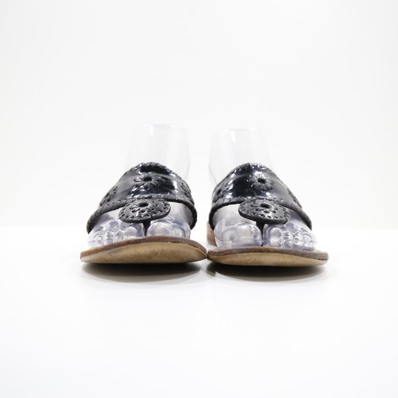 Jack Rogers Jacks Black Patent Leather Flat Thong Sandals - 7 - Picture 2 of 7